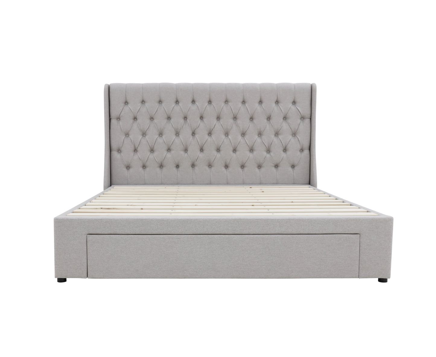 Classic Headboard with Storage bed base set - Queen - Latte