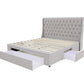Classic Headboard with Storage bed base set - Queen - Latte
