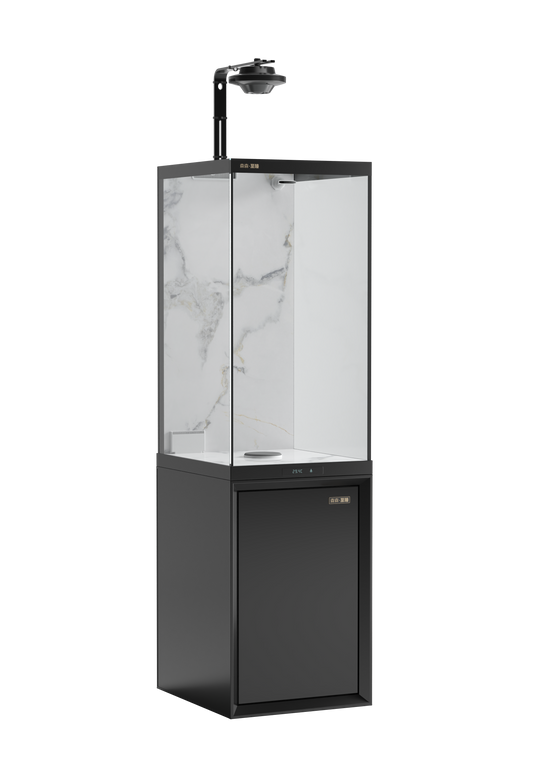 140 LITRE SMART VERTICAL TOWER  FISH TANK , LID  AND  STAND  SET [ 4.5 FOOT HIGH ]  WITH BOTTOM SUMP FILTER  - IDEAL FOR ANGEL AND DISCUSS FISH  LITRES - MODEL ZBF 400