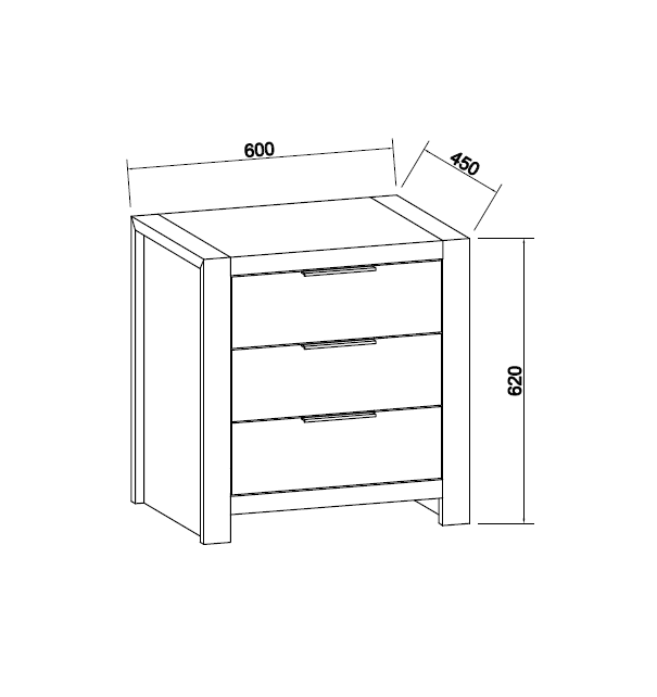 Regent Pine Bedside Table - 3 Drawers  - Walnut Espresso [ comes pre assembled ]