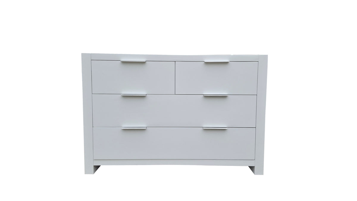 Coastal Pine Dresser with Mirror - 4 Drawers - White