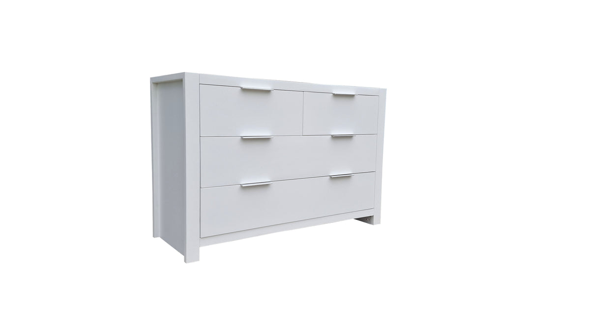Coastal Pine Dresser with Mirror - 4 Drawers - White