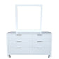 Coastal Pine Dresser with Mirror - 6 Drawers - White