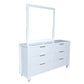 Coastal Pine Dresser with Mirror - 6 Drawers - White