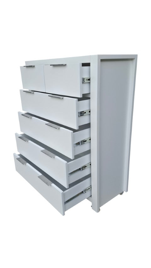 Coastal Pine Tall Boy - 6 Drawers - White