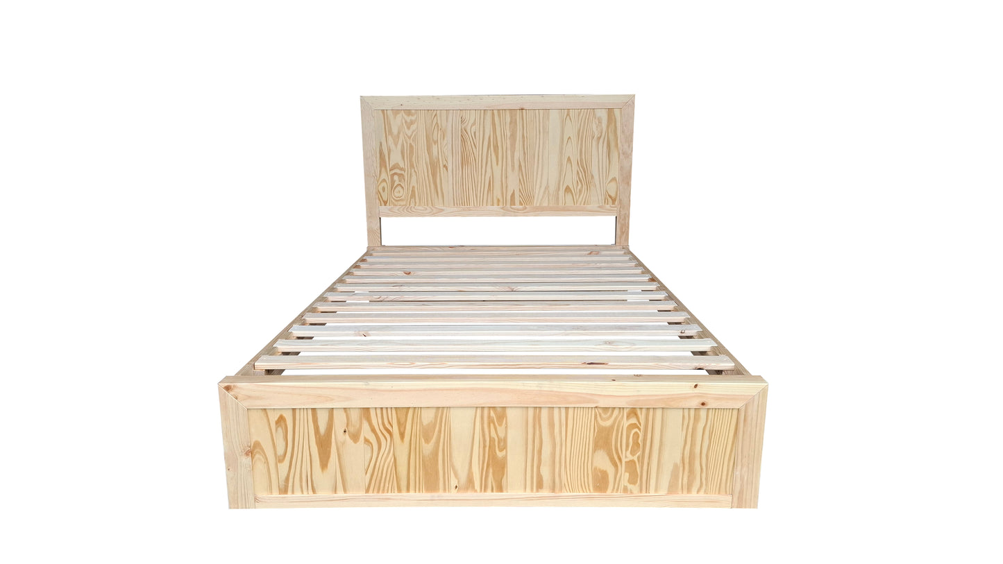 Costal Solid Pine Bed Frame with Headboard - Double - Natural