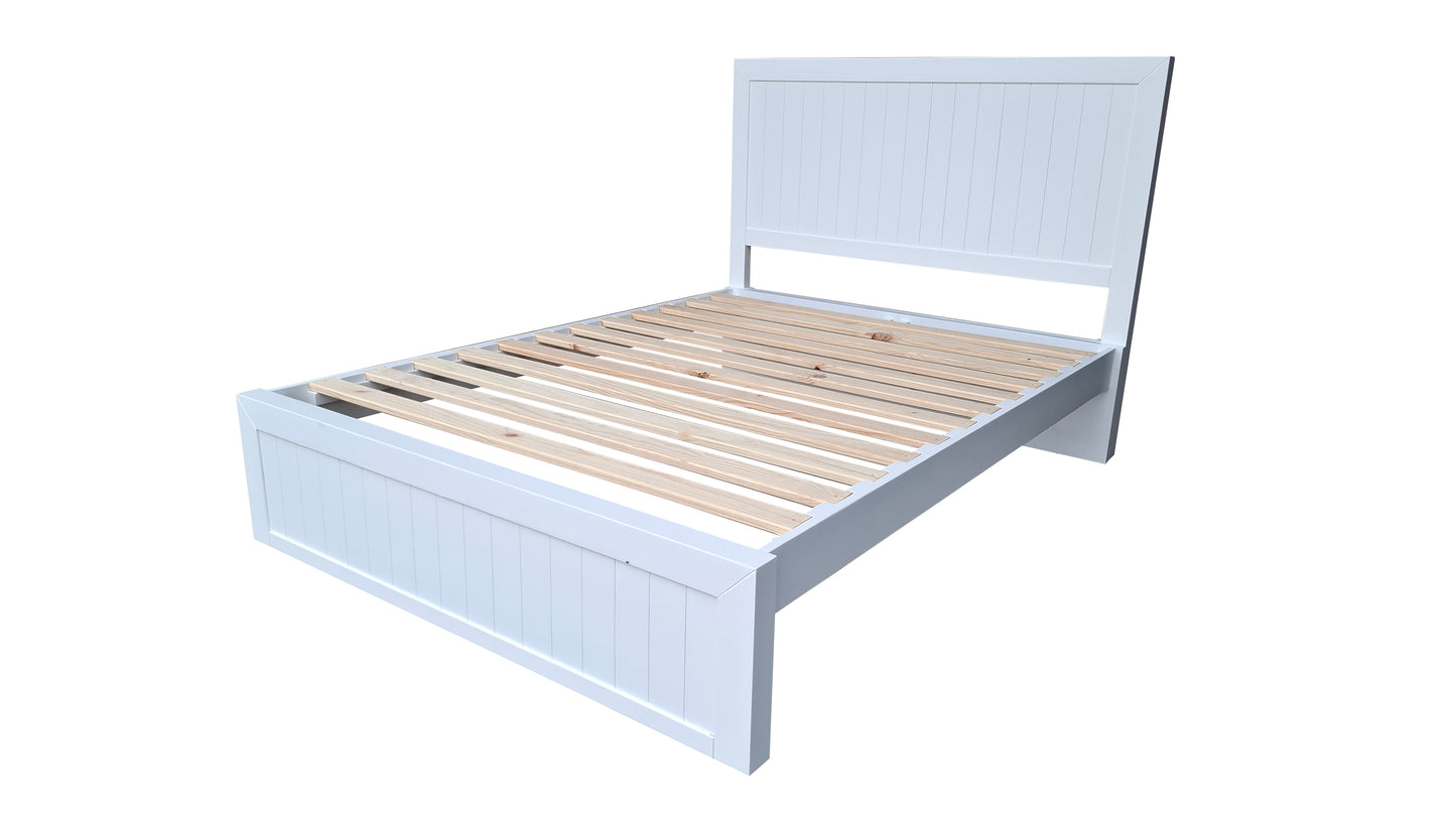 Costal Solid Pine Bed Frame with Headboard - Double - White