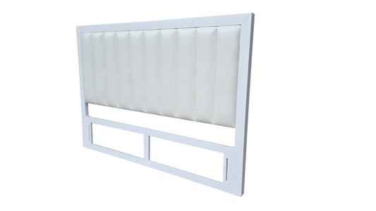 130 cm high Padded Timber headboard  - King - Pure white