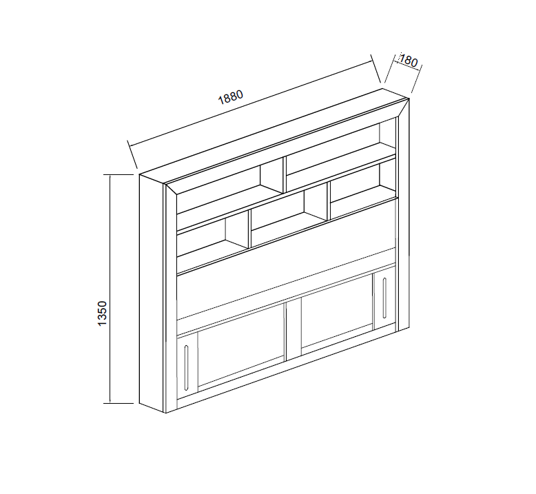 Regent Pine BookShelf Headboard - King - Walnut Espresso