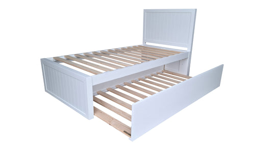 Costal Solid Pine Trundler bed frame - King Single - White