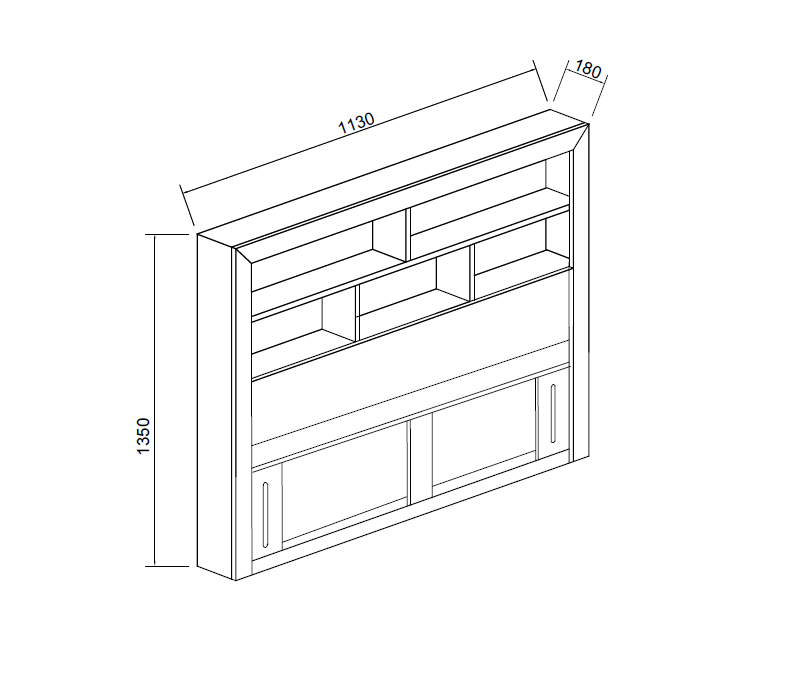 Coastal Pine BookShelf Headboard - King Single - White