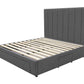 Modern Headboard with Storage bed base set - Queen - Charcoal