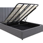 Modern Headboard with Gas lift bed base set - Queen - Charcoal