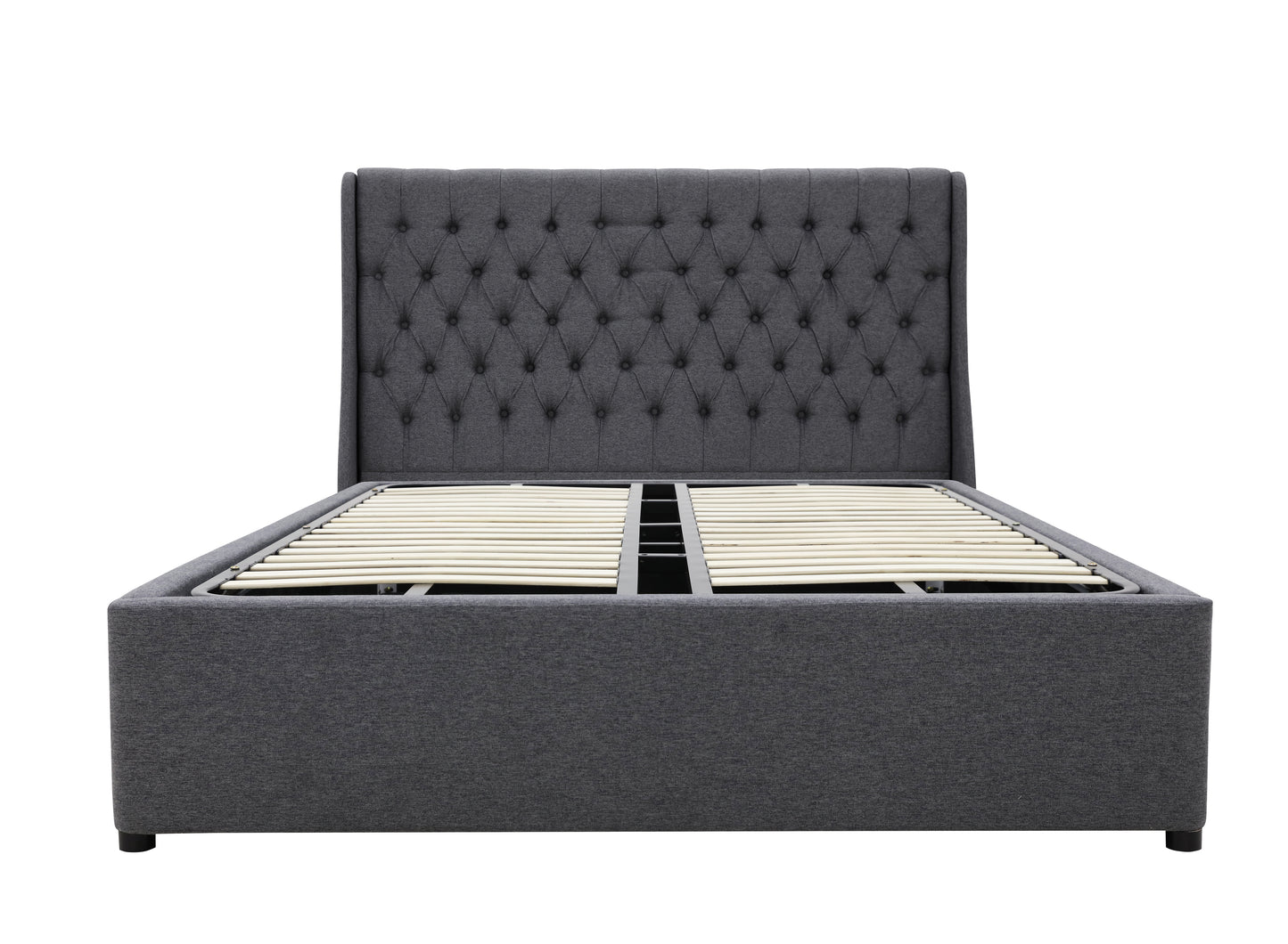 Classic Headboard with Gas lift bed base set - Queen - Charcoal