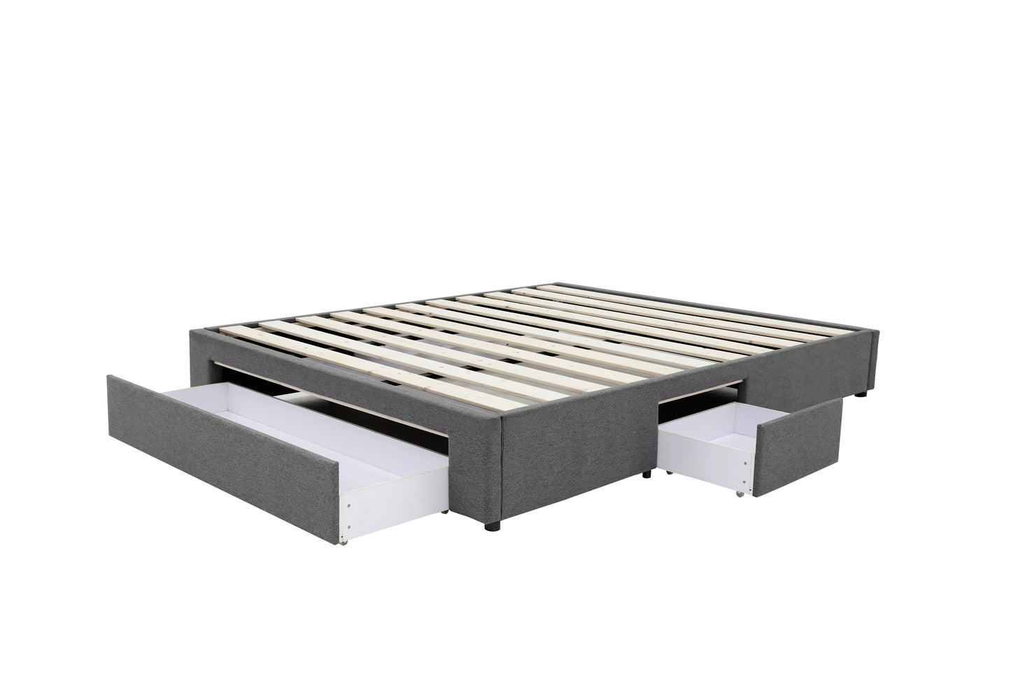 Classic Headboard with Storage bed base set - King - Charcoal
