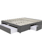 Modern Headboard with Storage bed base set - Queen - Charcoal