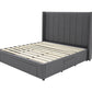 Winged High Modern Headboard with Storage bed base set - Queen - Charcoal