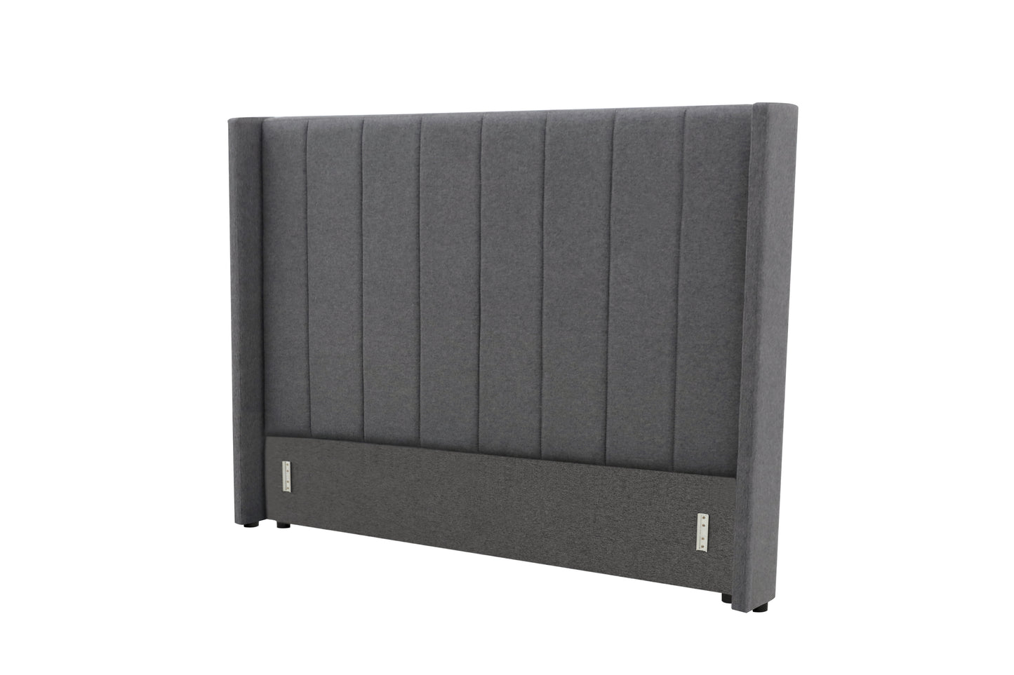 Winged High Modern Headboard with Storage bed base set - Queen - Charcoal