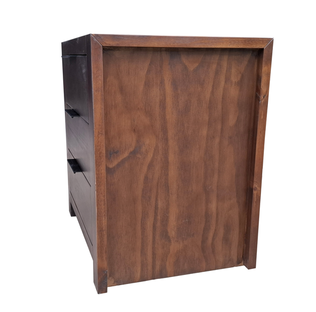 Regent Pine Bedside Table - 3 Drawers  - Walnut Espresso [ comes pre assembled ]