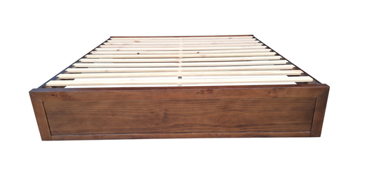 Regent Solid Pine Bed Base - Queen - Walnut Espresso