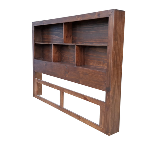 Regent Pine BookShelf Headboard - King - Walnut Espresso
