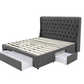 Classic Headboard with Storage bed base set - King - Charcoal