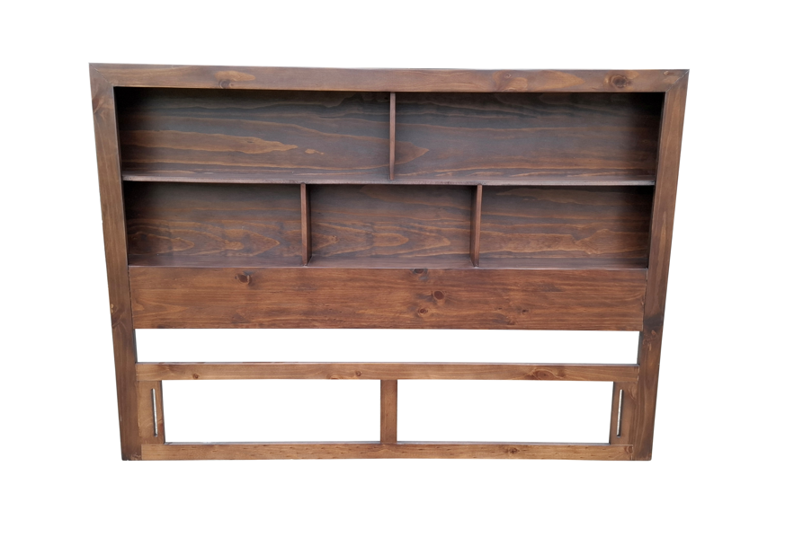 Regent Pine BookShelf Headboard - King - Walnut Espresso