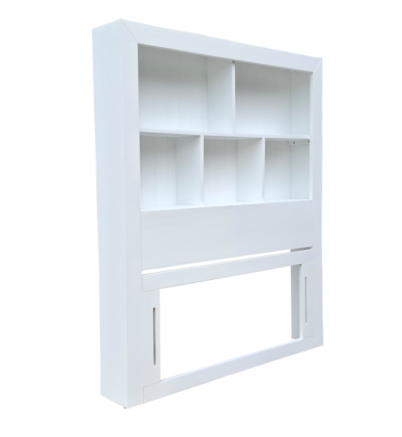 Coastal Pine BookShelf Headboard - King Single - White