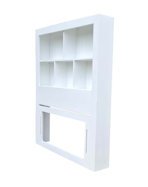 Coastal Pine BookShelf Headboard - King Single - White