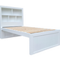 Coastal Solid Pine with Bookshelf Headbaord bed frame - King Single - White