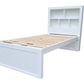 Coastal Solid Pine with Bookshelf Headbaord bed frame - King Single - White