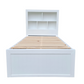 Coastal Solid Pine with Bookshelf Headbaord bed frame - King Single - White