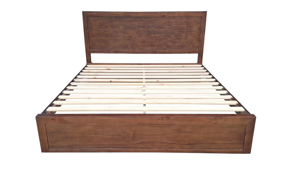 Regent Solid Pine Bed Frame with Headboard - King - Walnut Espresso