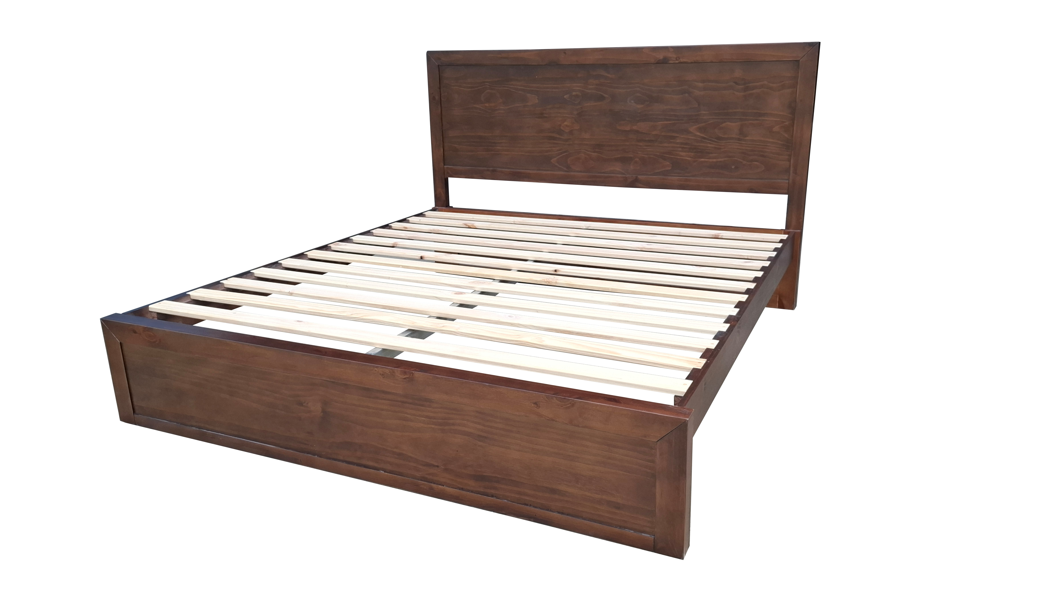 Regent Solid Pine Bed Frame with Headboard - King - Walnut Espresso