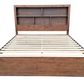 Regent Solid Pine Bed Frame with Bookshelf Headboard - King - Walnut Espresso