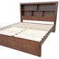 Regent Solid Pine Bed Frame with Bookshelf Headboard - King - Walnut Espresso