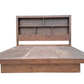 ZEN Solid Pine Bed Frame with Bookshelf Headboard - King - Walnut Espresso