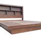 ZEN Solid Pine Bed Frame with Bookshelf Headboard - King - Walnut Espresso
