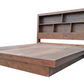 ZEN Solid Pine Bed Frame with Bookshelf Headboard - King - Walnut Espresso