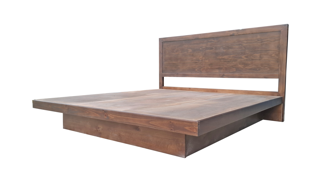 ZEN Solid Pine Bed Frame with Headboard - King - Walnut Espresso