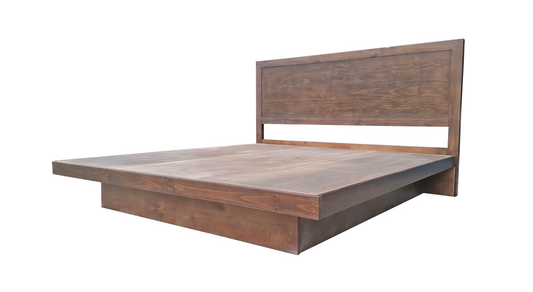 ZEN Solid Pine Bed Frame with Headboard - King - Walnut Espresso