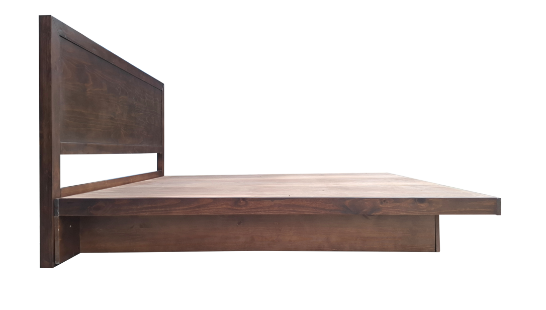ZEN Solid Pine Bed Frame with Headboard - King - Walnut Espresso