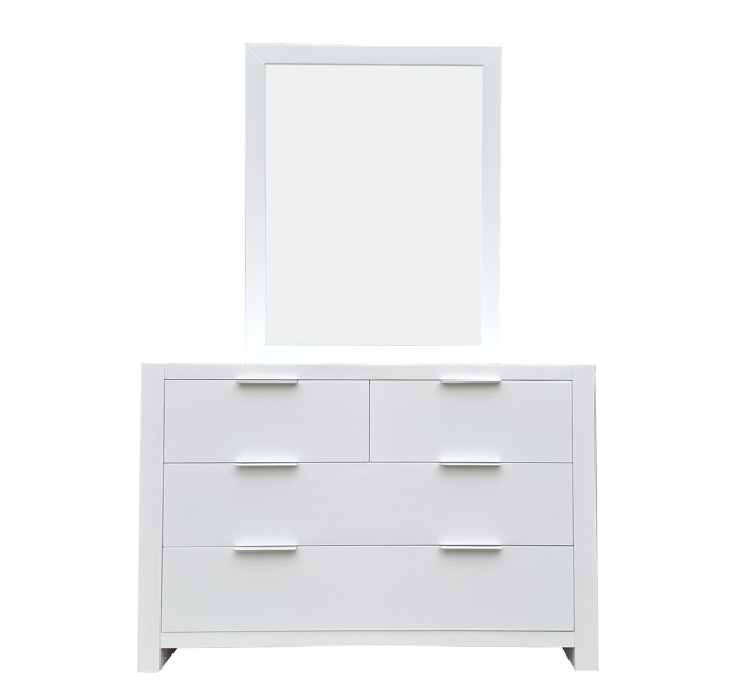 Coastal Pine Dresser with Mirror - 4 Drawers - White