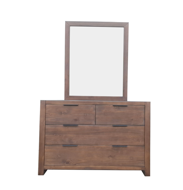Regent Pine Dresser with Mirror - 4 Drawers - Walnut Espresso