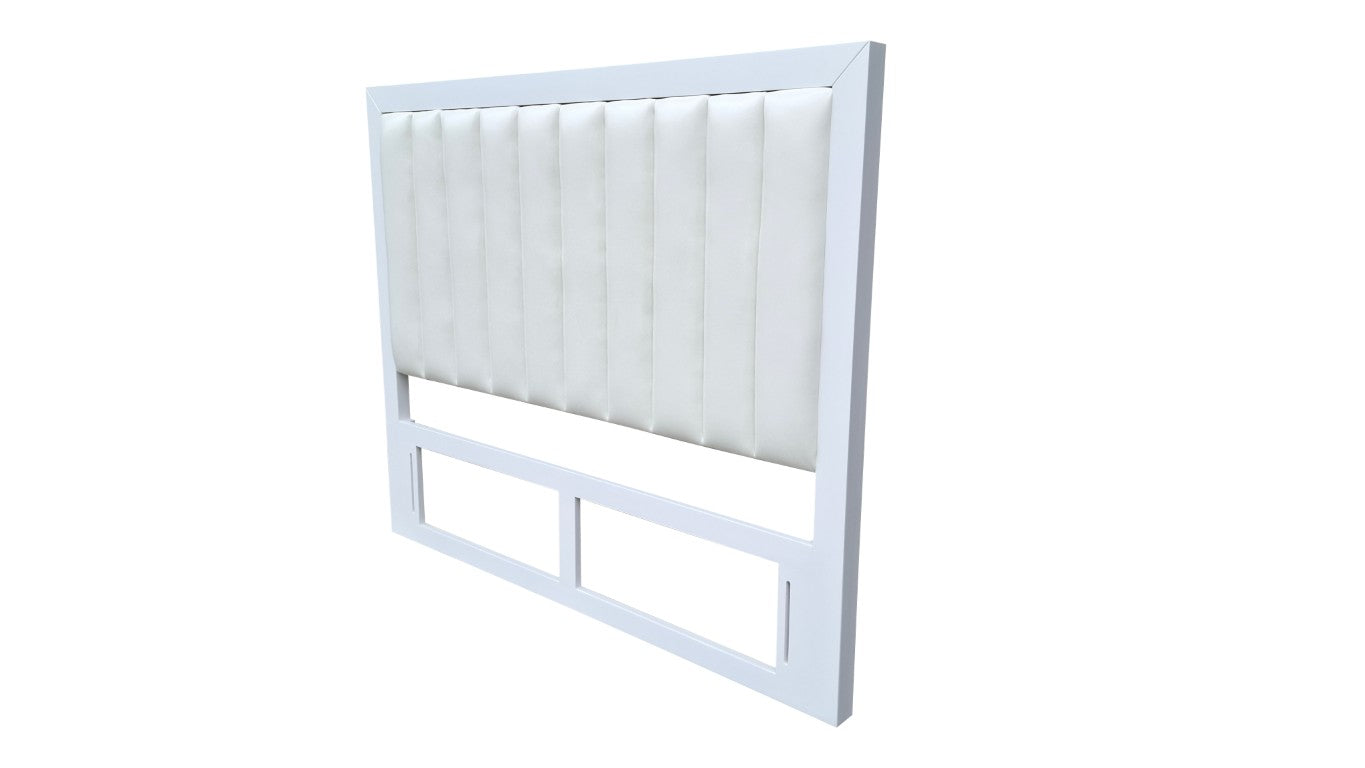 130 cm high Padded Timber headboard  - King - Pure white