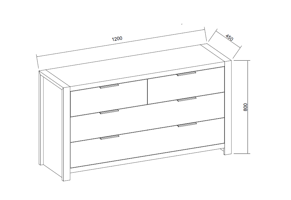 Regent Pine Dresser with Mirror - 4 Drawers - Walnut Espresso