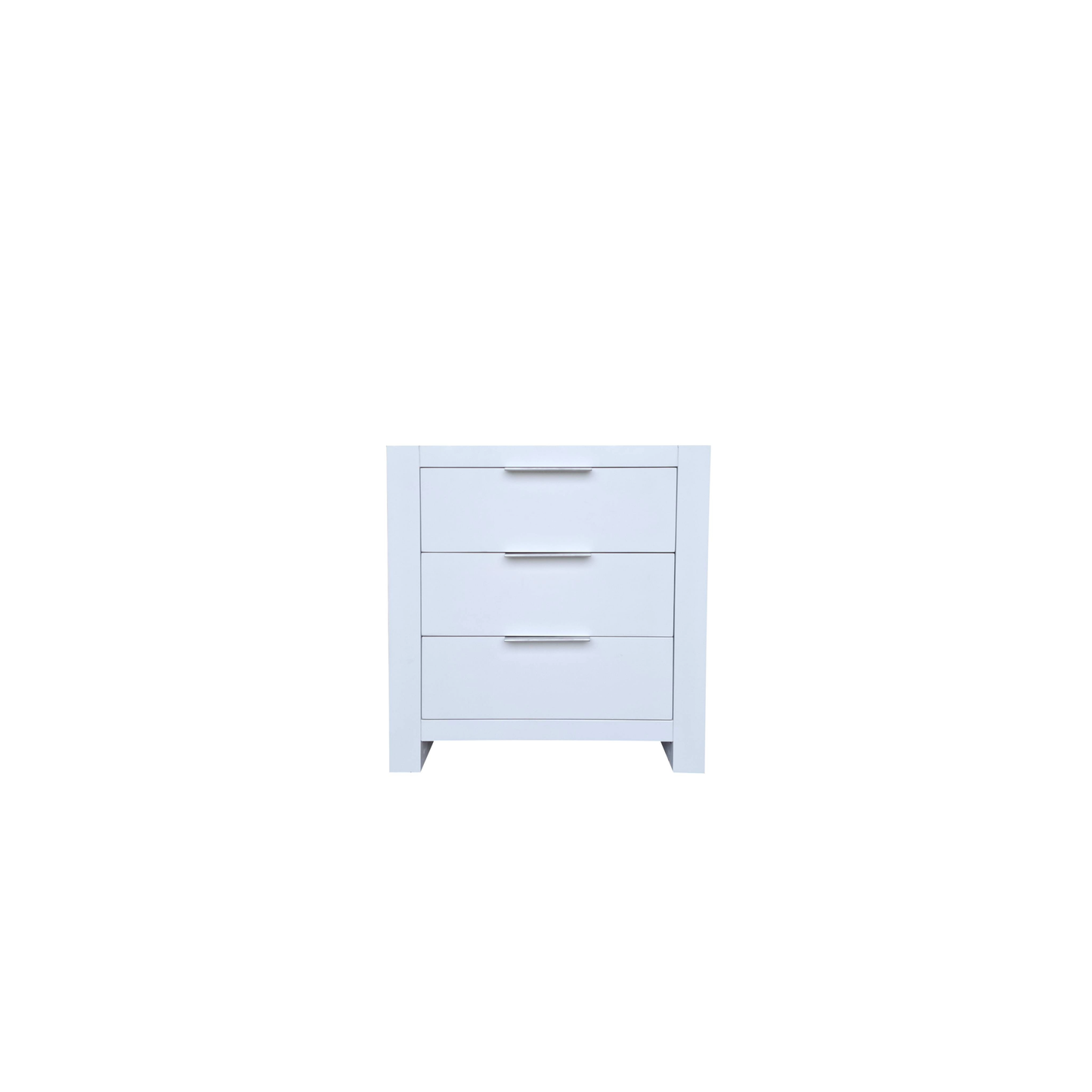 Coastal Solid Pine Bedside Table - 3 Drawers - White