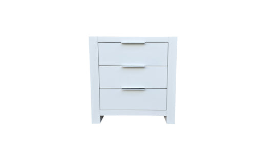 Coastal Solid Pine Bedside Table - 3 Drawers - White [ comes pre assembled ]