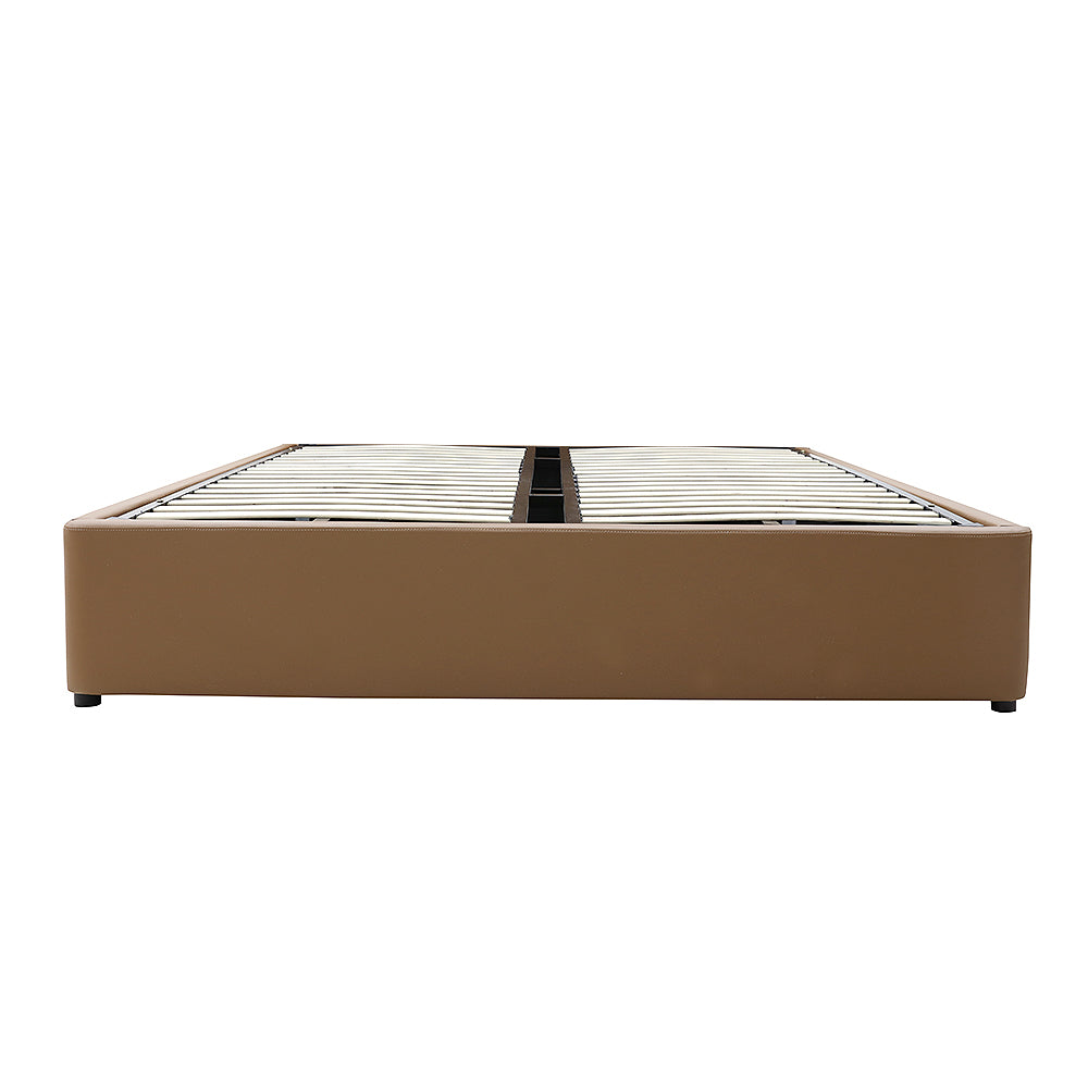 Gas Lift Storage Bed Base - King - PU Leather Tan