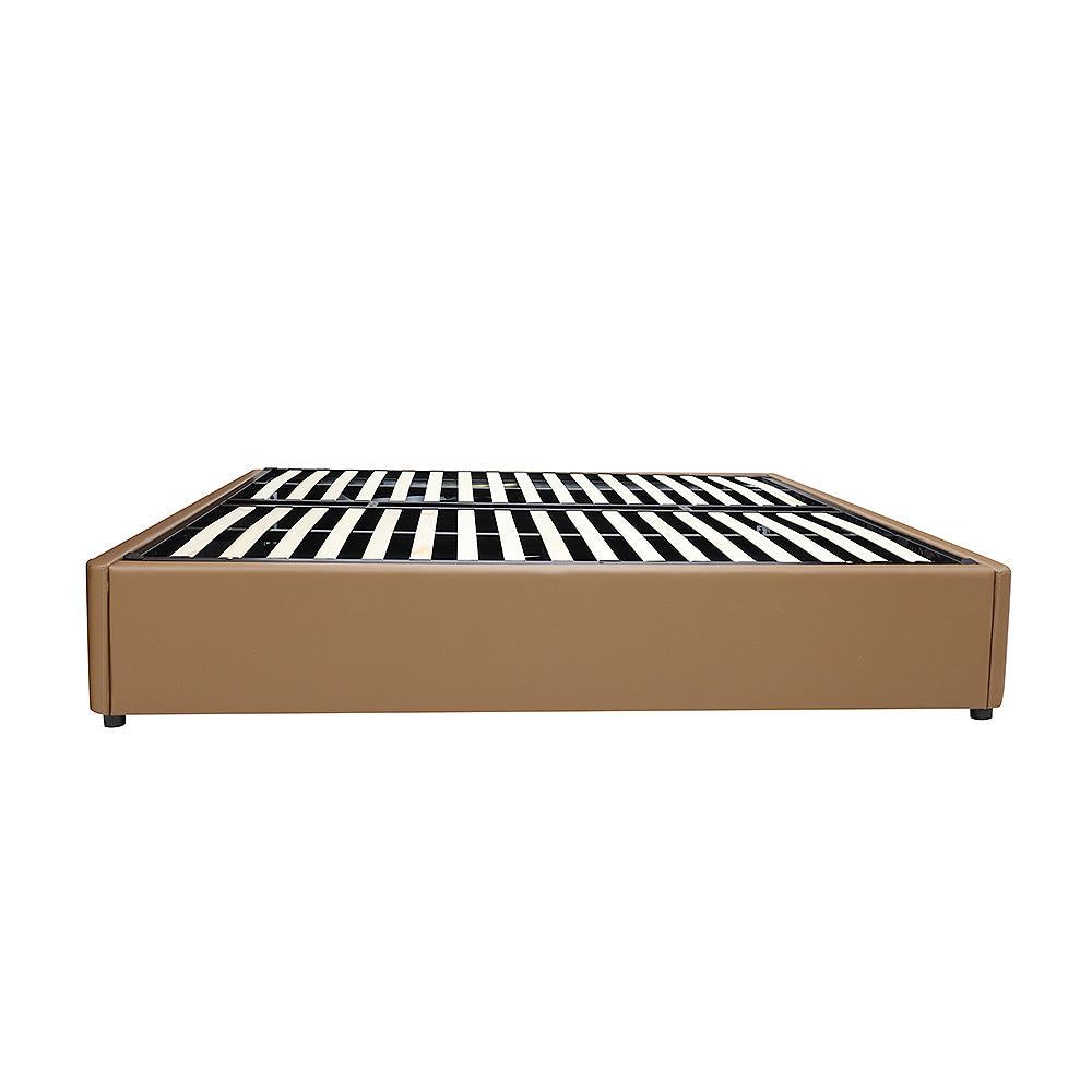 Gas Lift Storage Bed Base - King - PU Leather Tan